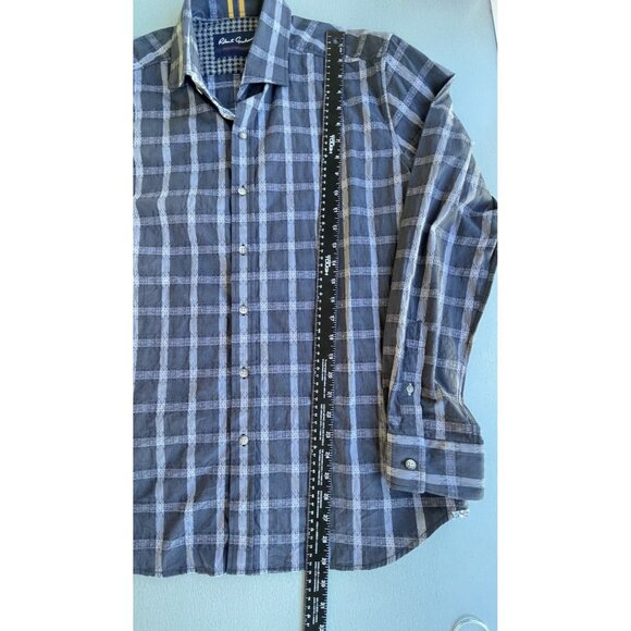 Robert Graham Shirt Men's L Blue Houndstooth  Long Sleeve Button Down Shirt - Picture 6 of 16